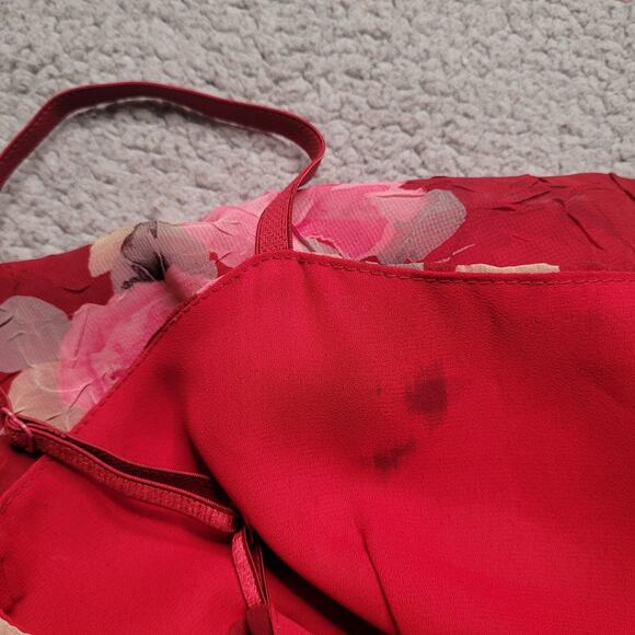 Vintage Necessary Objects Dress Medium Red Floral Fairy Apron Coquette Hi-Lo Y2K - Picture 9 of 11